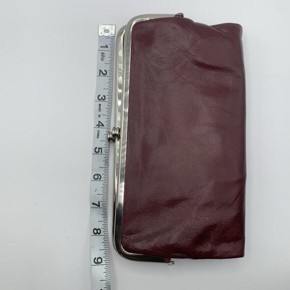 HOBO INTERNATIONAL LAUREN Leather Clutch Double Frame Wallet Merlot NWT - Picture 7 of 8